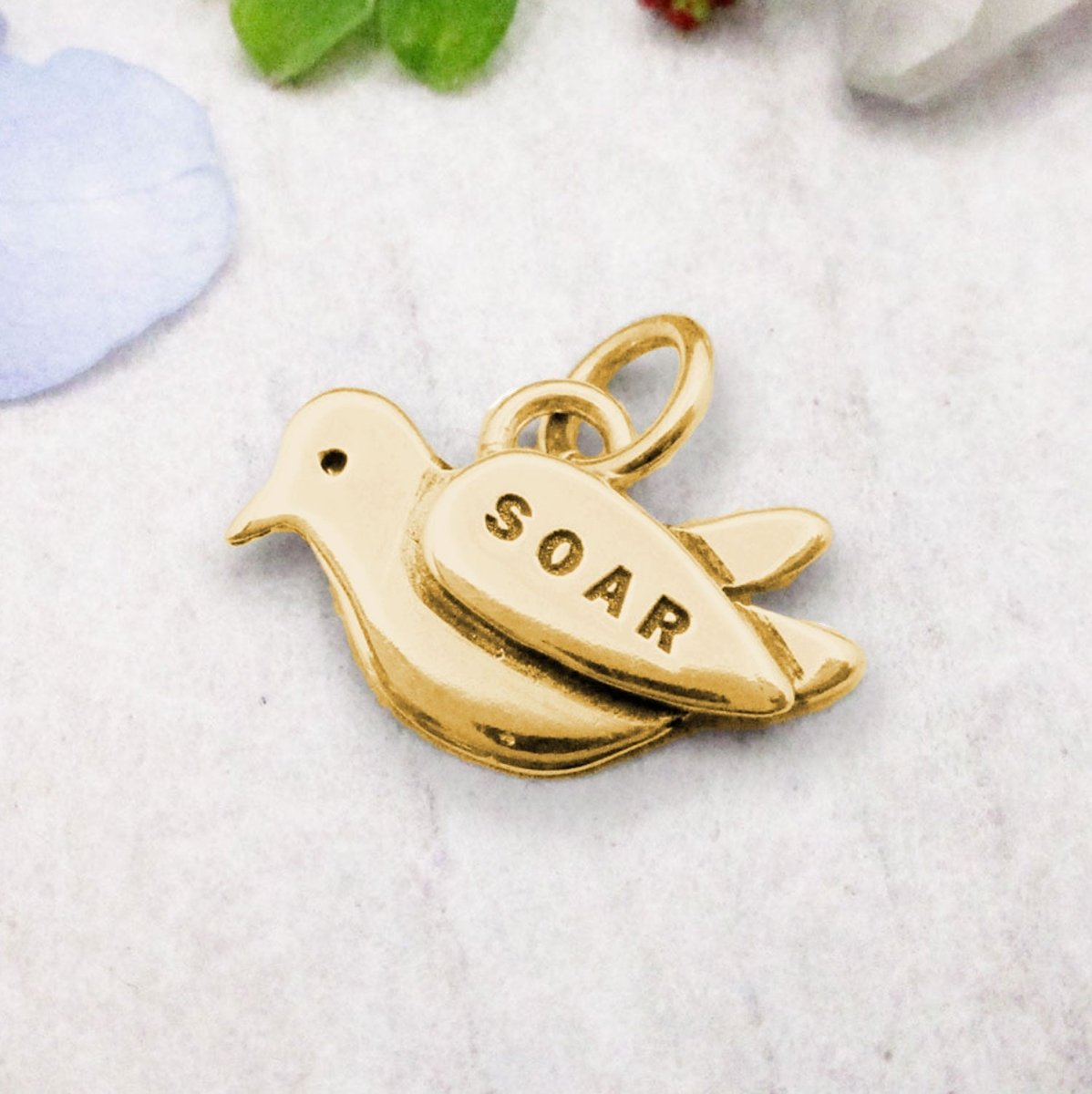 14 Karat Gold Dove Personalized Memorial Charm