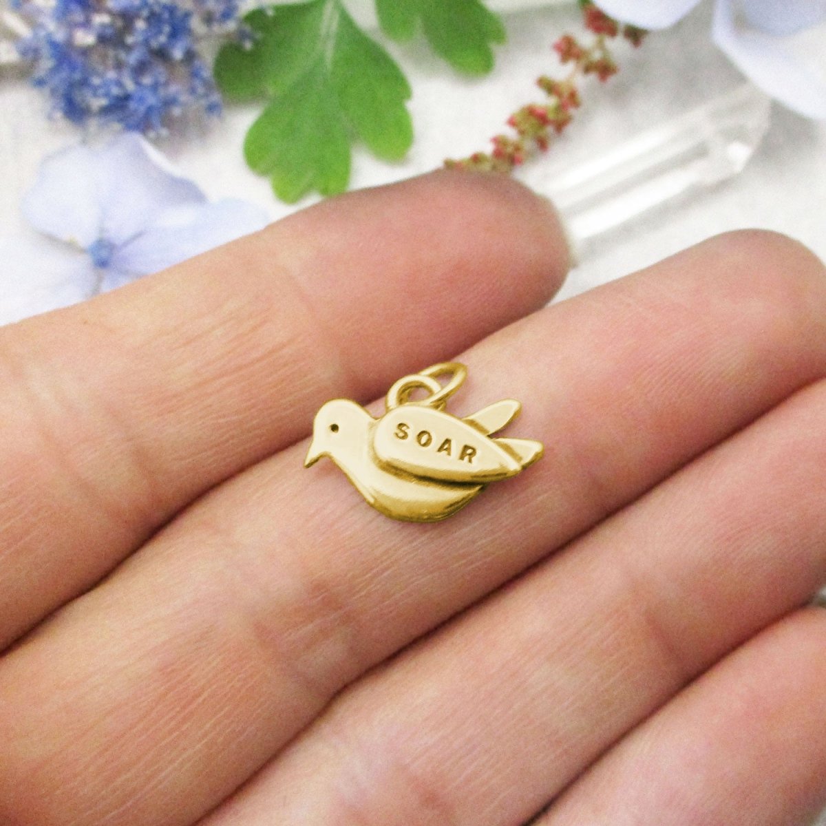14 Karat Gold Dove Personalized Memorial Charm