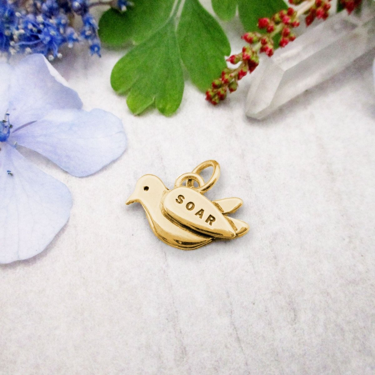 14 Karat Gold Dove Personalized Memorial Charm