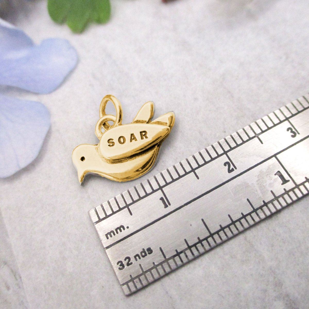 14 Karat Gold Dove Personalized Memorial Charm