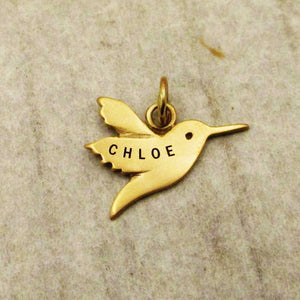14 Karat Gold Personalized Hummingbird Charm - Luxe Design Jewellery