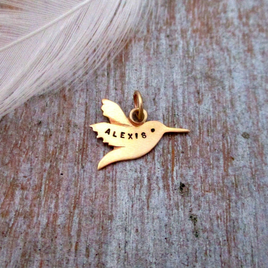 14 Karat Gold Personalized Hummingbird Charm - Luxe Design Jewellery