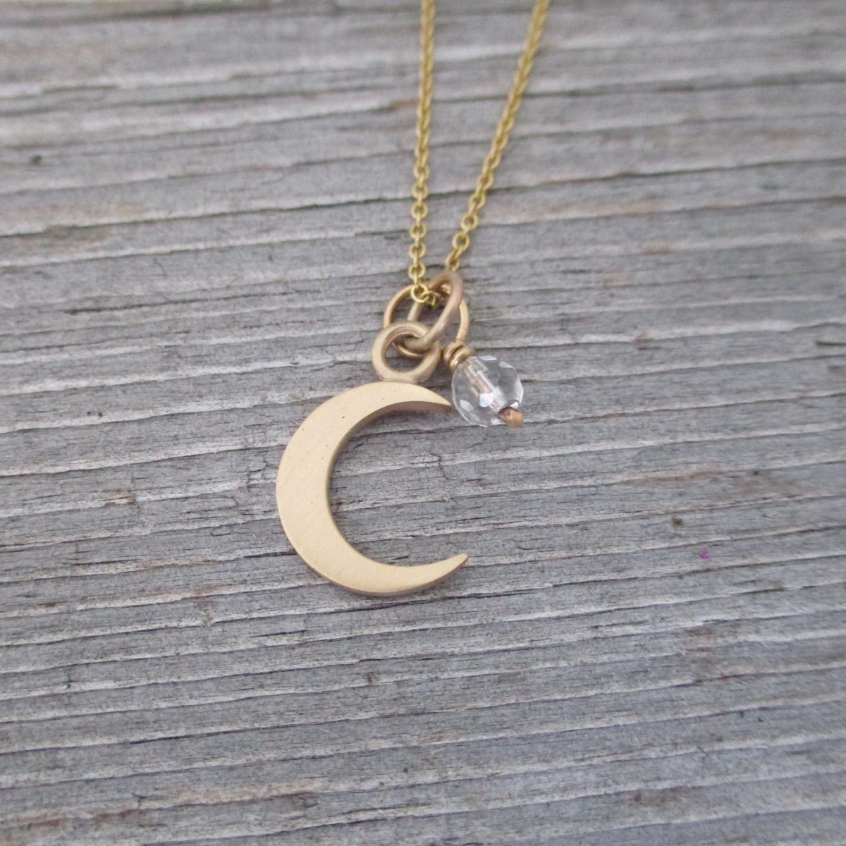 14 Karat Gold Personalized Small Moon Necklace - Luxe Design Jewellery