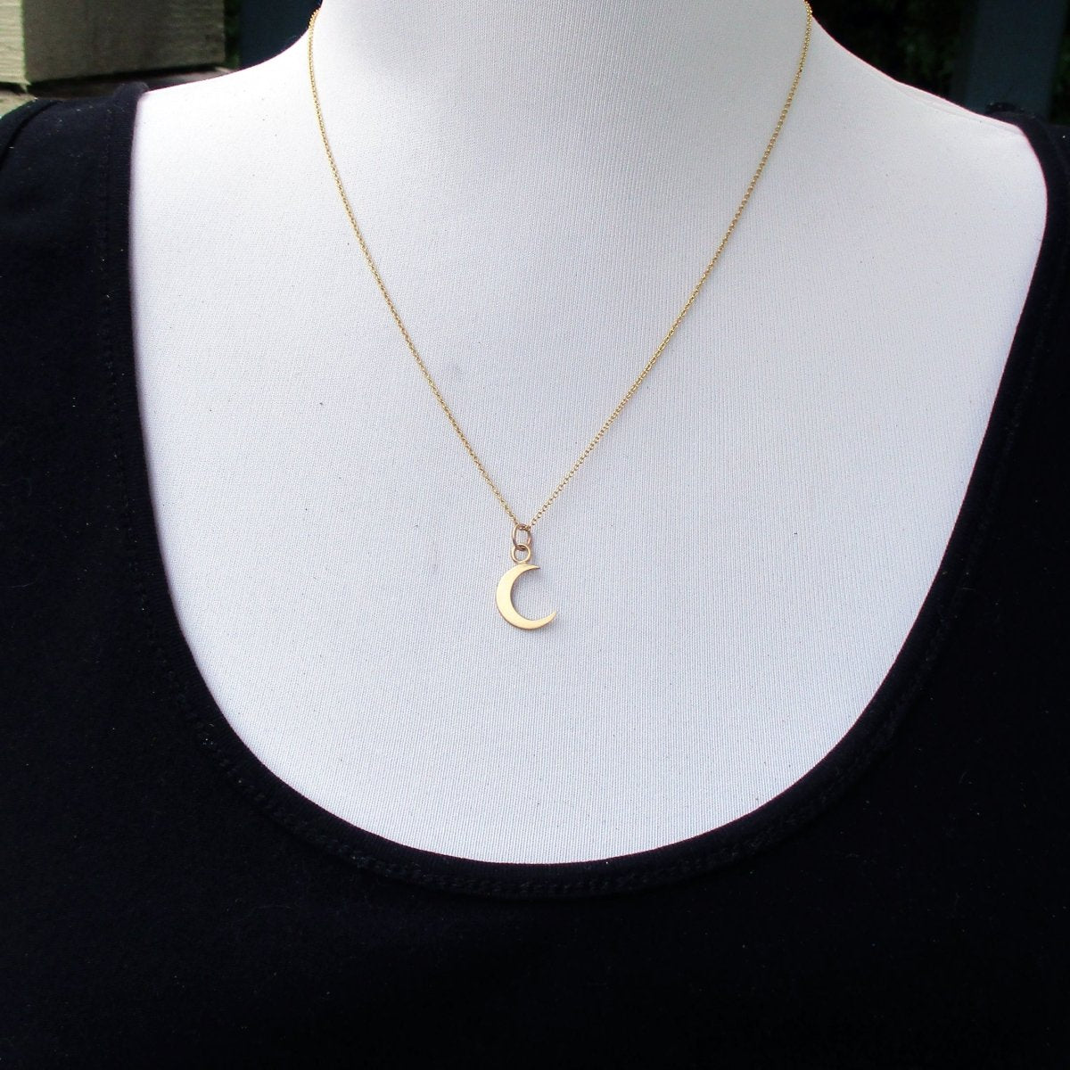 14 Karat Gold Personalized Small Moon Necklace - Luxe Design Jewellery