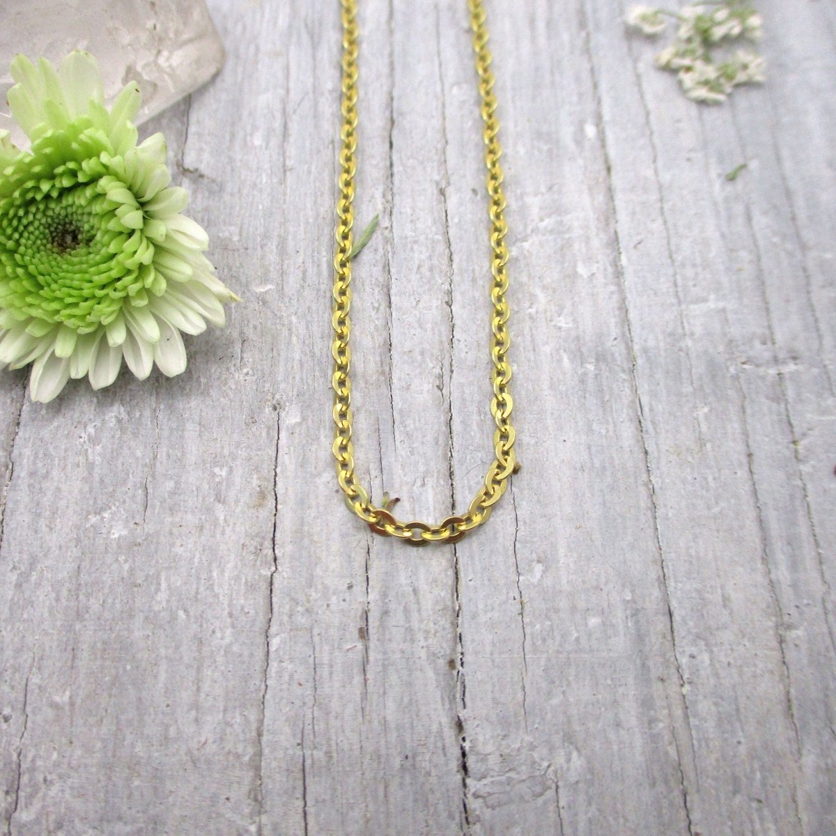 14 Karat Solid Gold Flat Link Cable Chain, Choose Bracelet or
