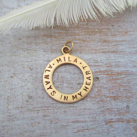 14K Gold Always in My Heart Personalized Memorial Charm - Luxe Design Jewellery