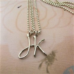 14K Gold Handmade Script Initial Pendant Letter K Custom Handmade ...