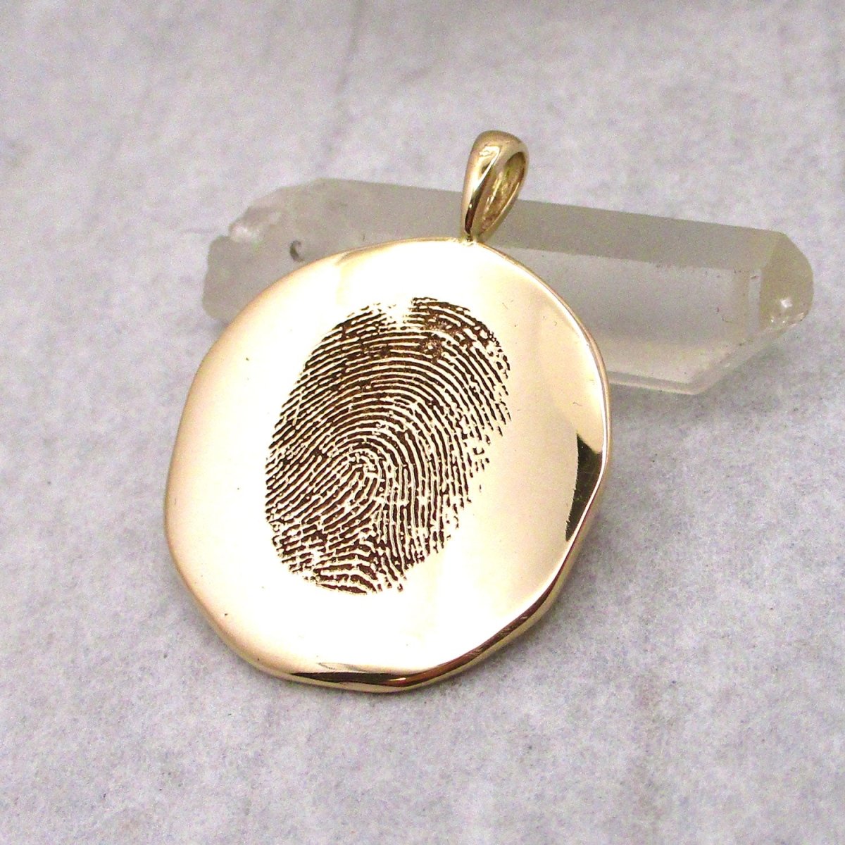 14k Gold Organic Edge Fingerprint Pendant from Digital Image