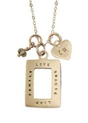 14K Gold Personalized Open Rectangle Charm - Small Font - Luxe Design Jewellery