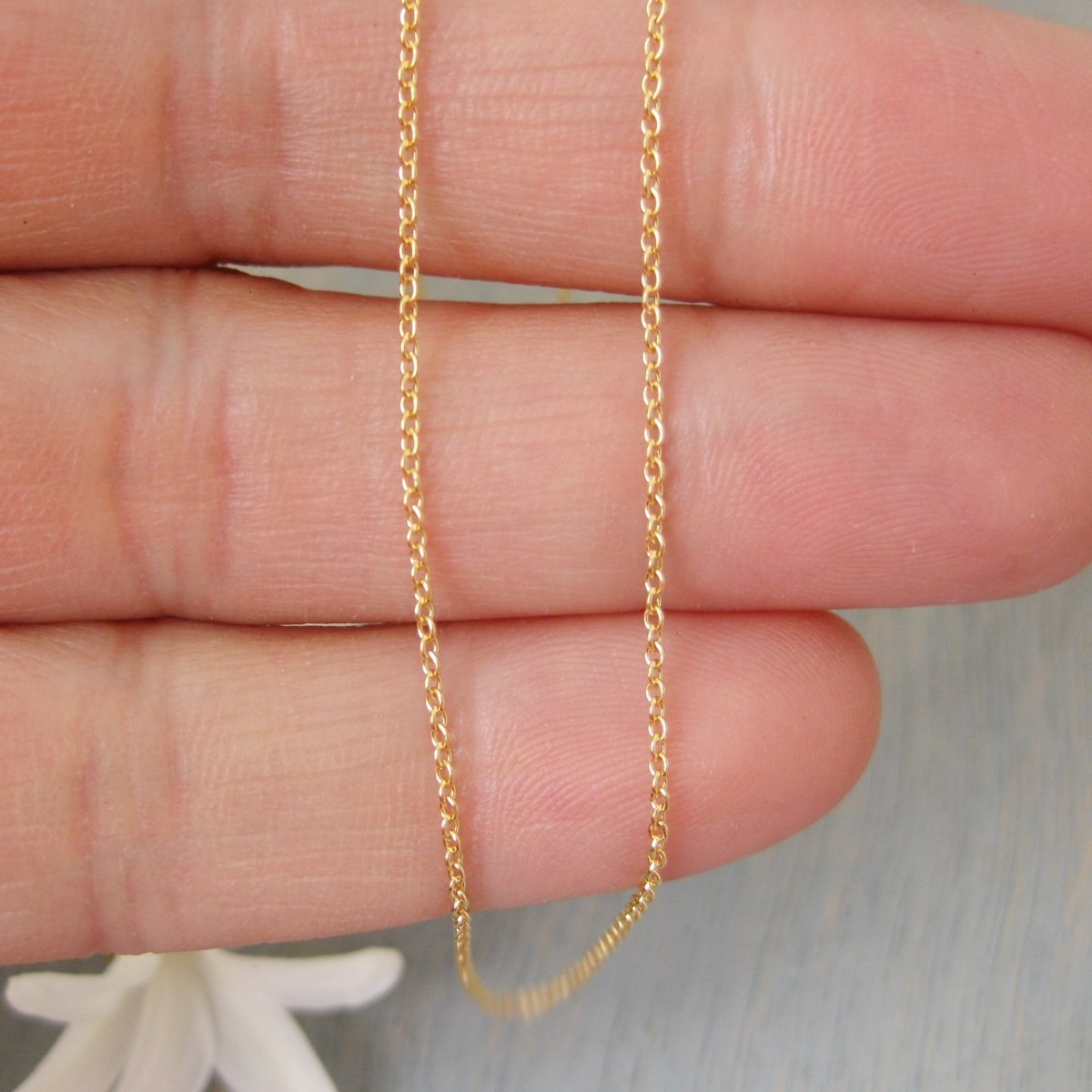 14k Yellow Gold 1 mm Cable Chain - Solid 14k Yellow Gold
