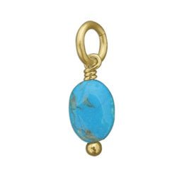 14K Yellow GOLD Large Bright Blue Turquoise Bead Charm - Luxe Design Jewellery
