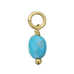 14K Yellow GOLD Large Faceted Turquoise Bead Charm - Luxe Design Jewellery
