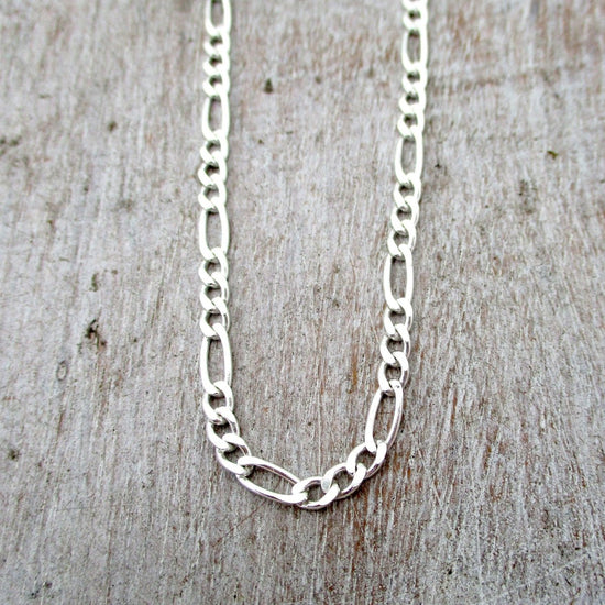 3mm Sterling Silver Figaro Unisex Necklace, - Luxe Design Jewellery