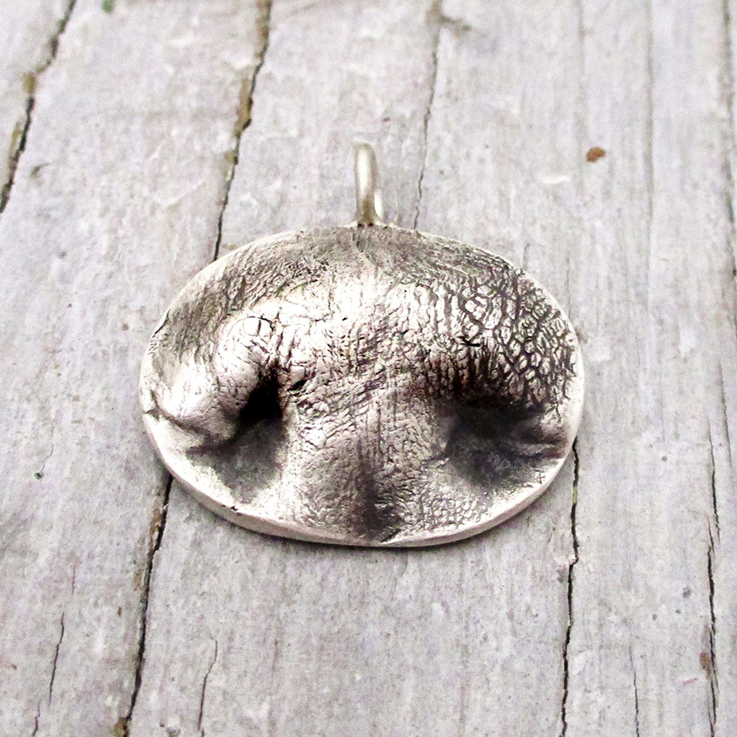 Pendentif Impression de Nez de Chien Personnalisé en Argent Moyen