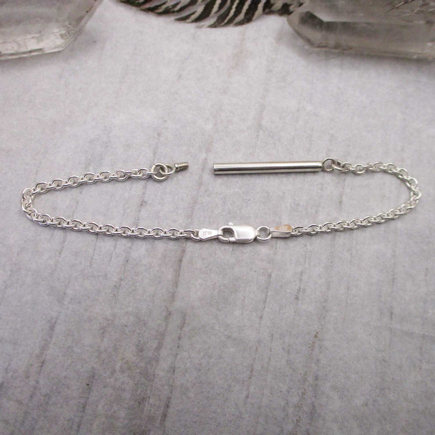 Narrow Sterling Silver Cylinder Urn Bracelet for Cremation Ashes, Holds a Small Pinch of Ashes (Copy)