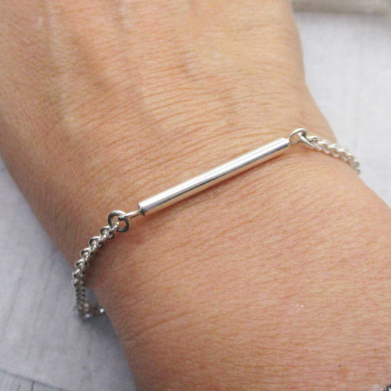 Narrow Sterling Silver Cylinder Urn Bracelet for Cremation Ashes, Holds a Small Pinch of Ashes (Copy)
