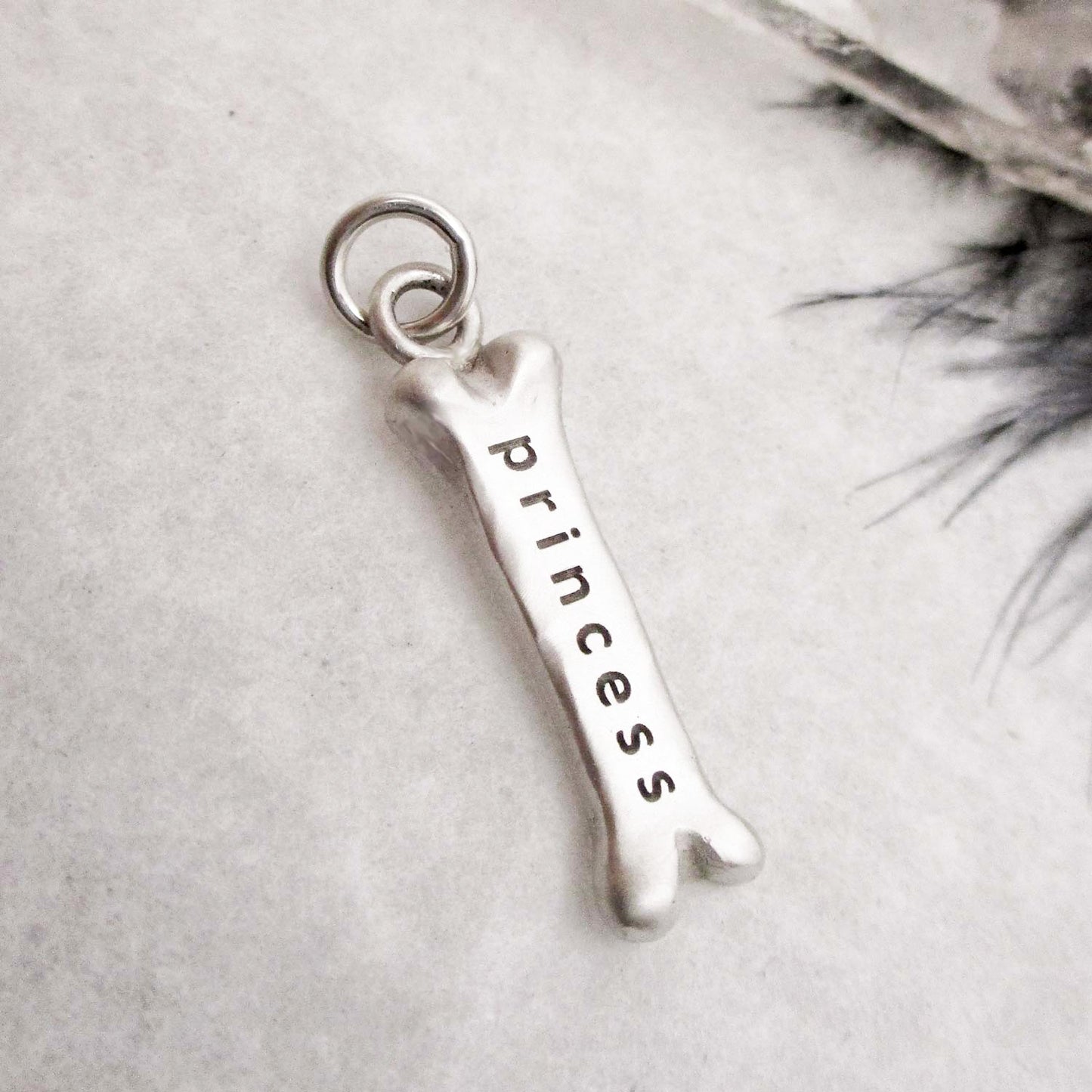 Personalized Big Dog Bone Charm in Sterling Silver