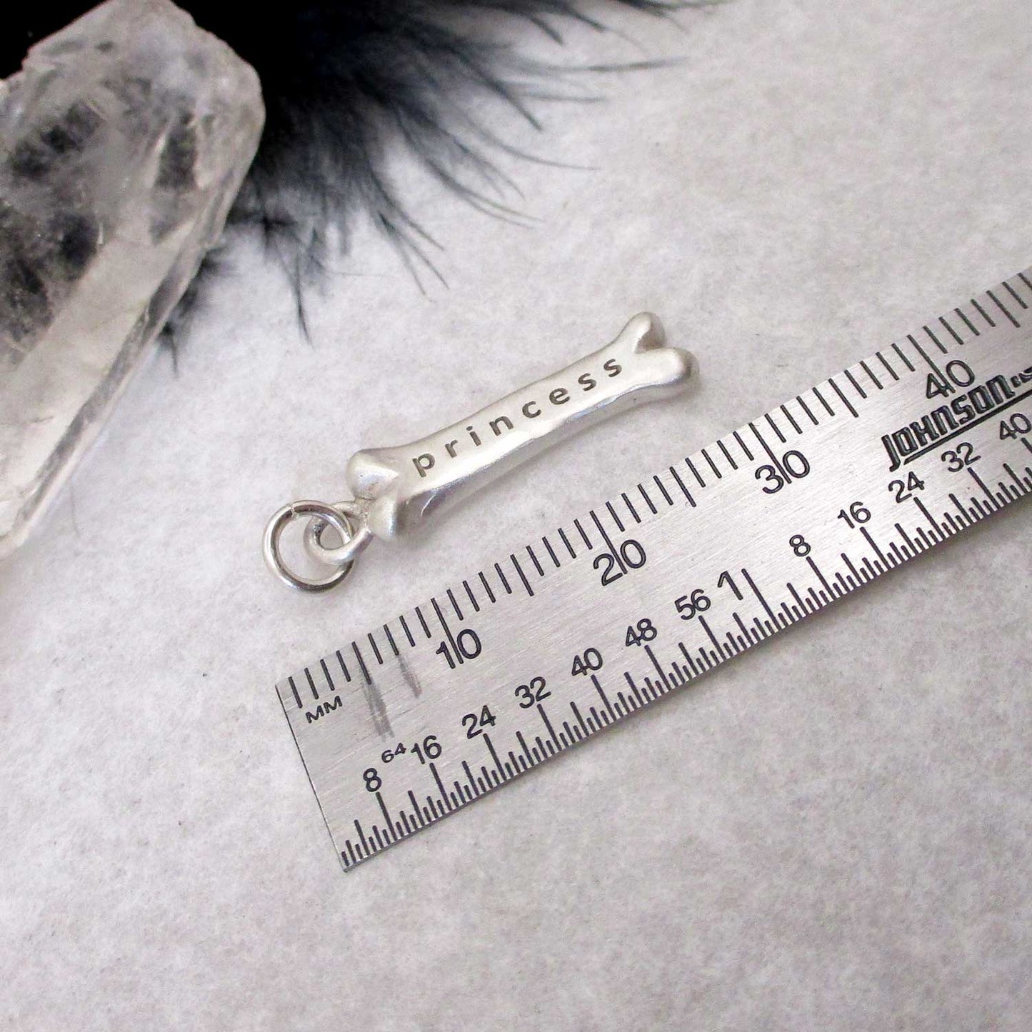 Personalized Big Dog Bone Charm in Sterling Silver