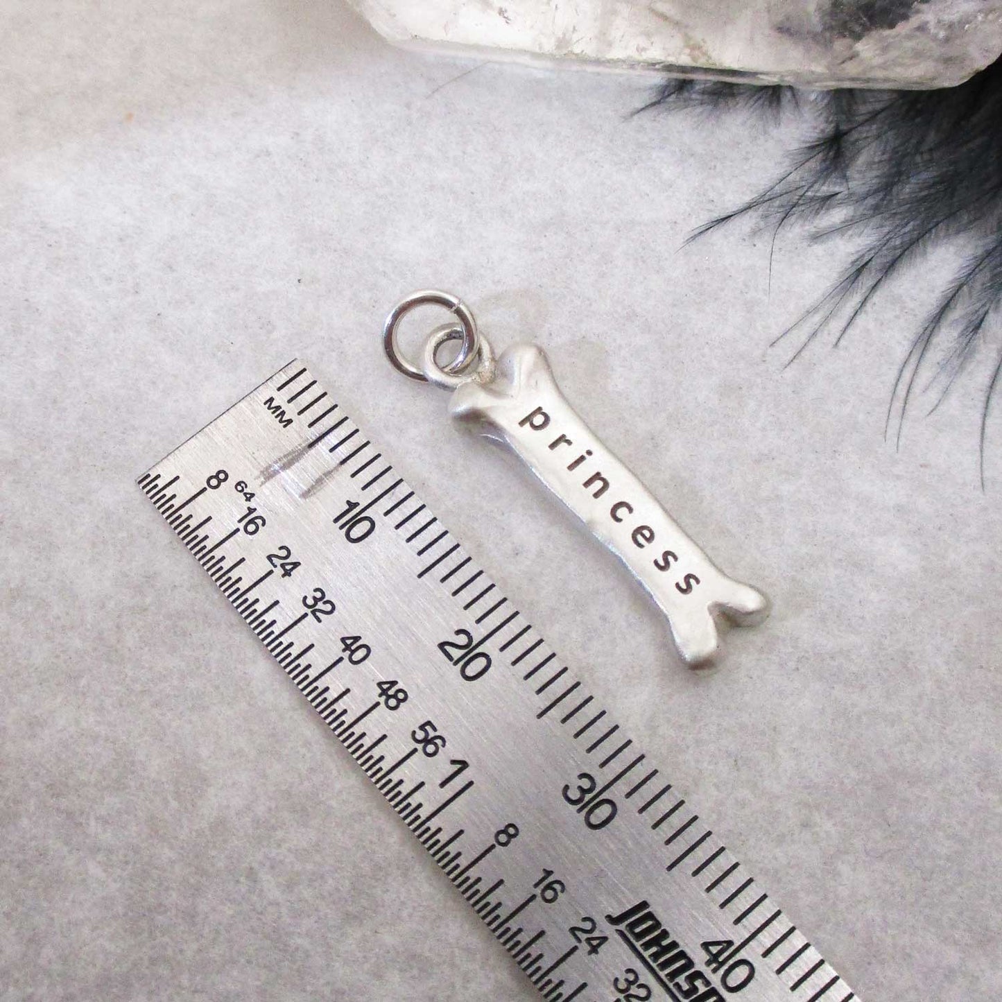 Personalized Big Dog Bone Charm in Sterling Silver