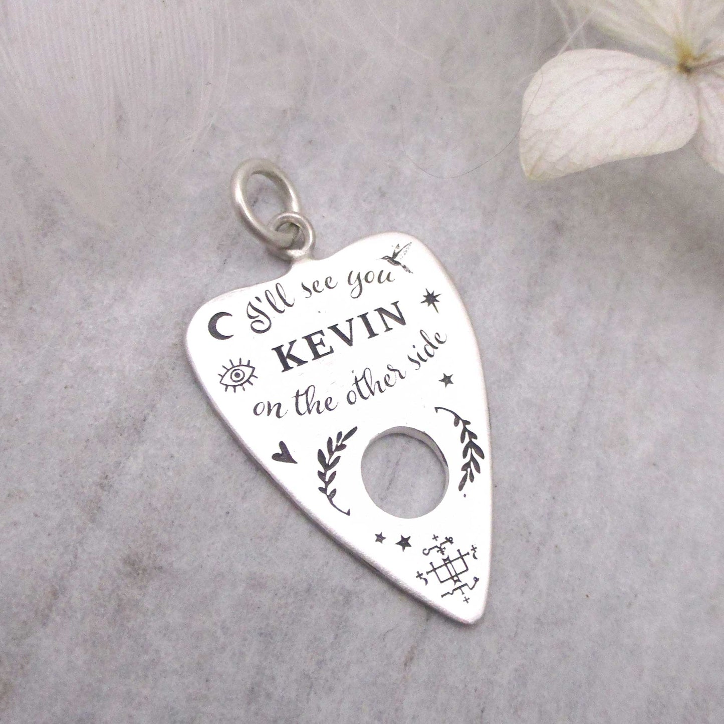 Planchette pour pendentif Ouija Boad en argent sterling