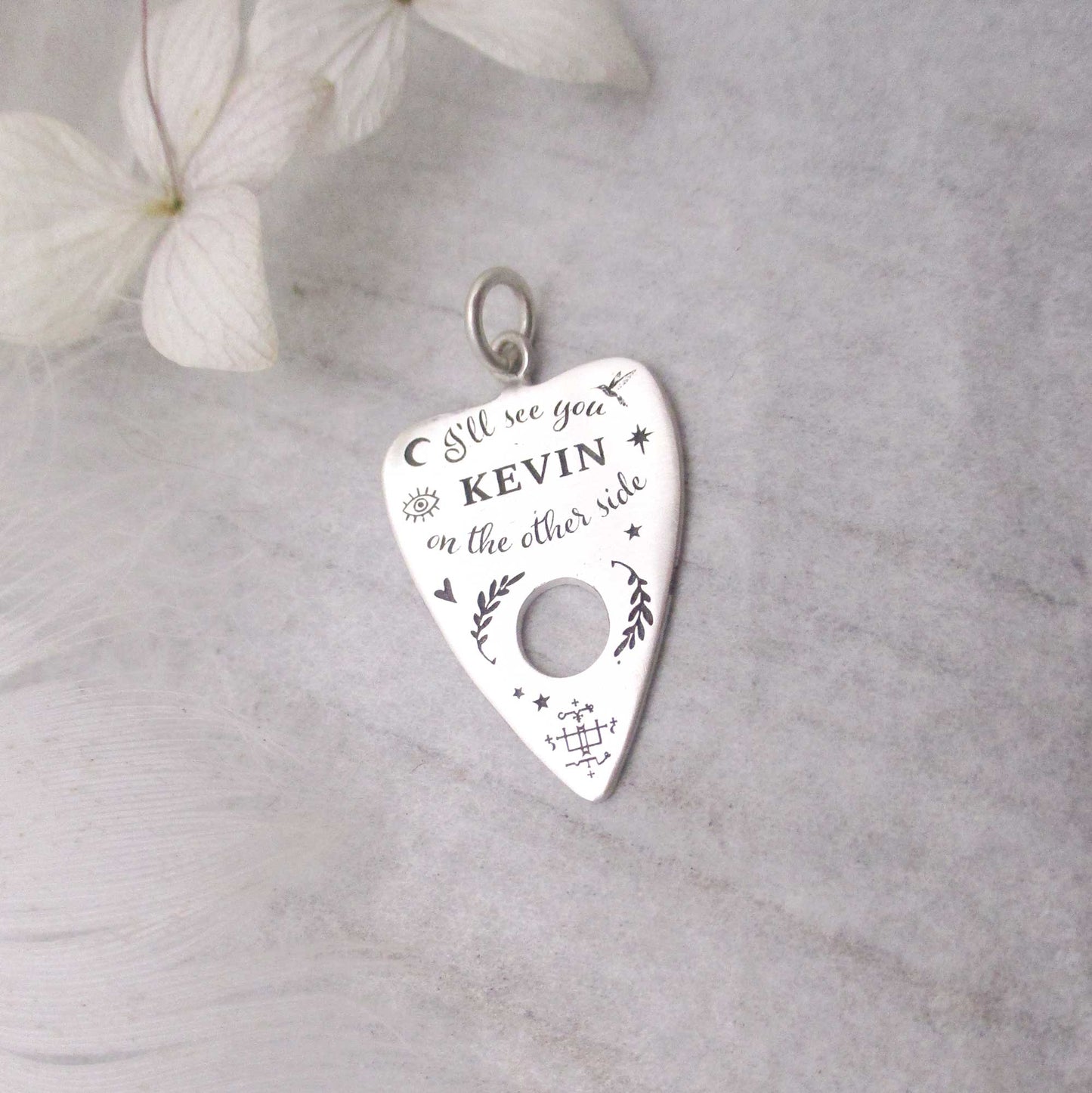 Planchette pour pendentif Ouija Boad en argent sterling