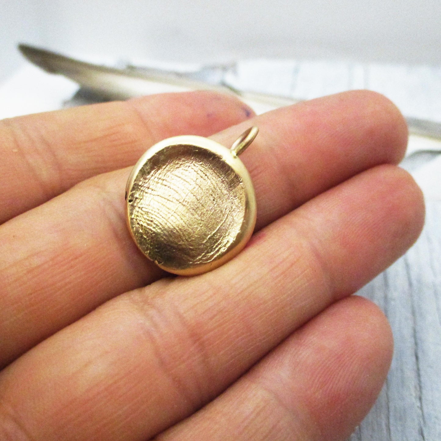 Solid Gold Custom Personalized Fingerprint Impression Pendant