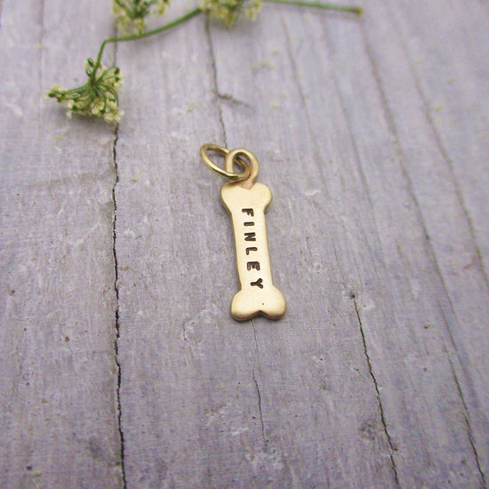 Load image into Gallery viewer, 14 Karat Gold Personalized Dog Bone Charm
