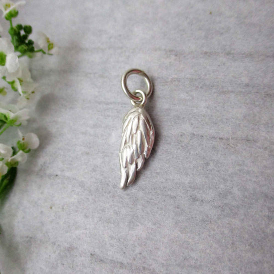 Feathered Angel Wing Charm in Sterling Silver
