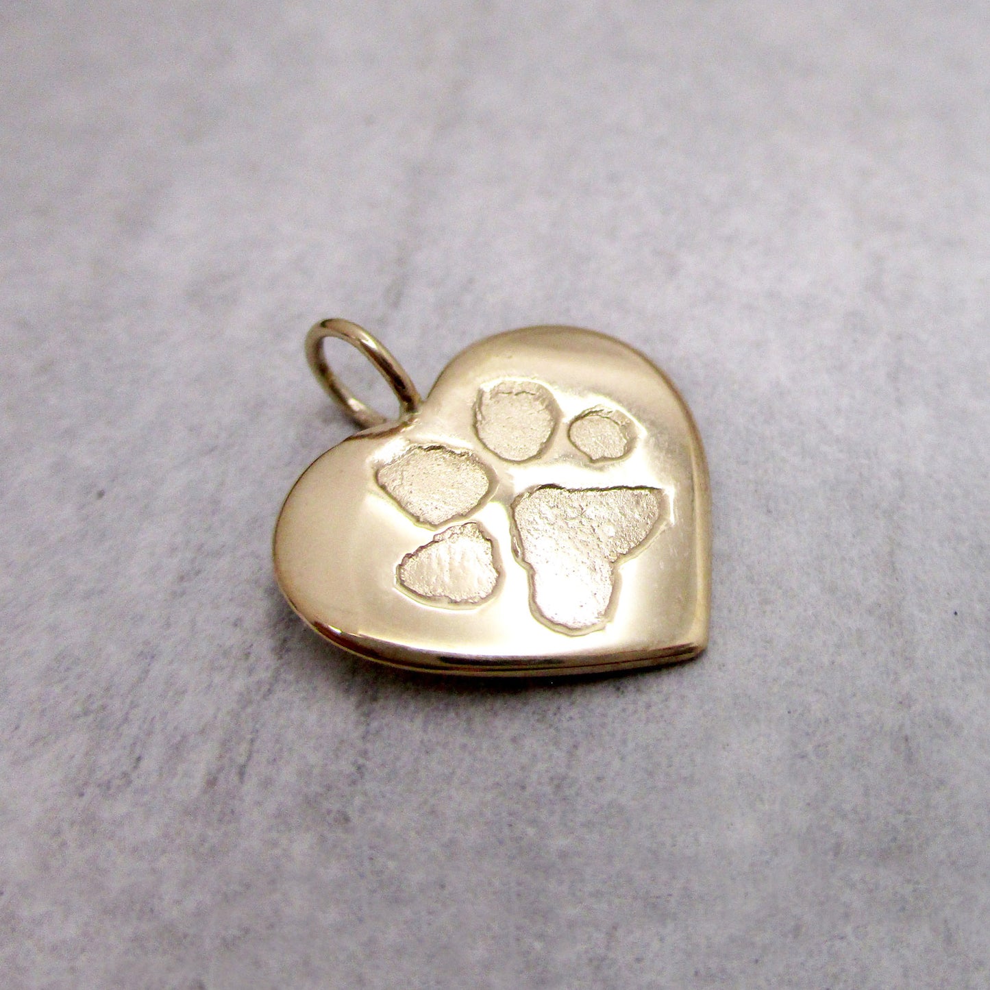 Load image into Gallery viewer, Your Dog&amp;#39;s or Cat&amp;#39;s Paw Print Heart in Solid 14 Karat Gold. Email us your print!
