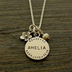 Birth Announcement Personalized Silver Charm - Luxe Design Jewellery