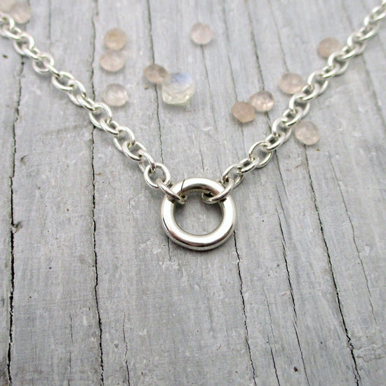 Cable Chain with Circle Push Clasp in Sterling Silver - Luxe Design Jewellery