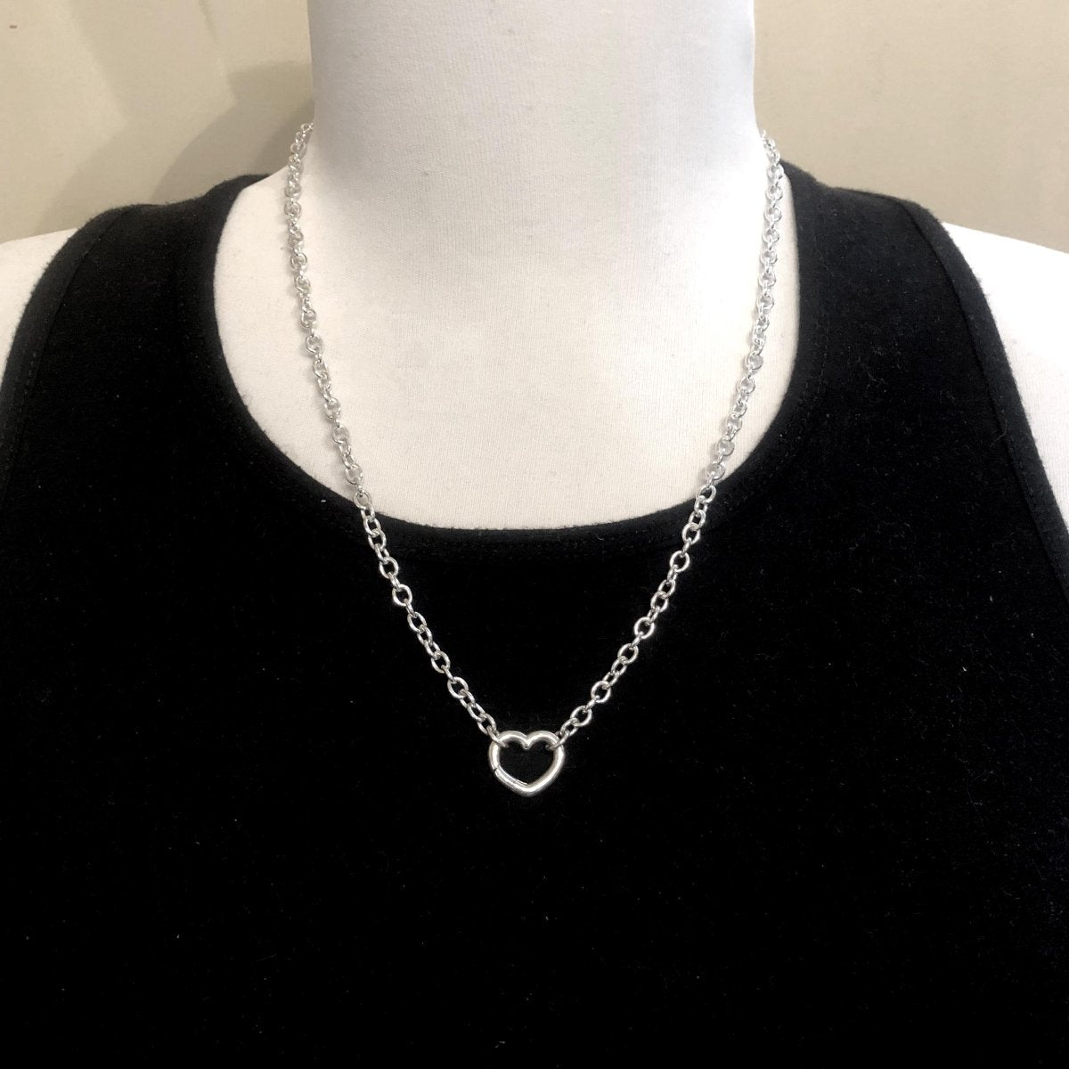 Cable Chain with Heart Push Clasp in Sterling Silver - Luxe Design Jewellery