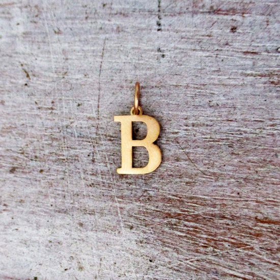 Capital Letter B Initial Charm in 14K Yellow, Rose or White Gold - Luxe Design Jewellery