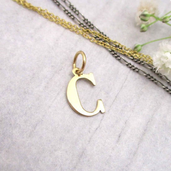 Capital Letter C Initial Charm in 14K Yellow, Rose or White Gold - Luxe Design Jewellery