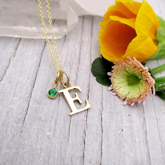 Capital Letter E Initial Charm in 14K Yellow, Rose or White Gold - Luxe Design Jewellery