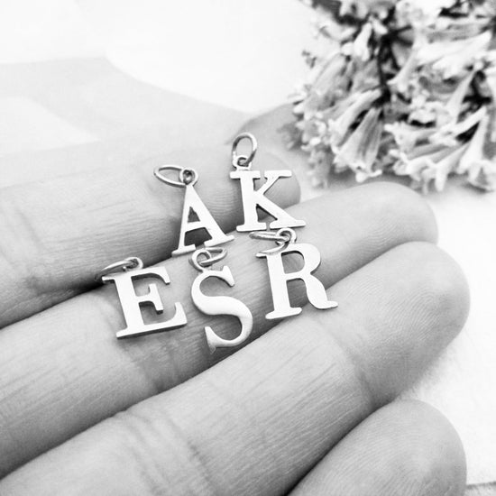 Capital Letter Initial Charm in Sterling Silver- Choose Any Letter A-Z - Luxe Design Jewellery