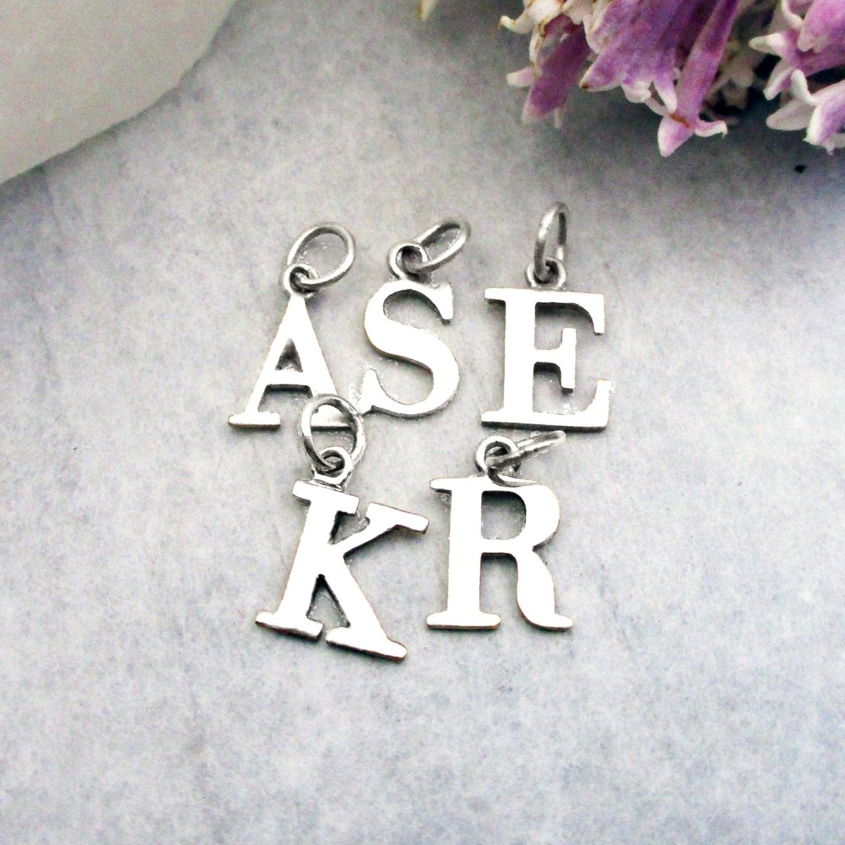 Capital Letter Initial Charm in Sterling Silver- Choose Any Letter A-Z - Luxe Design Jewellery