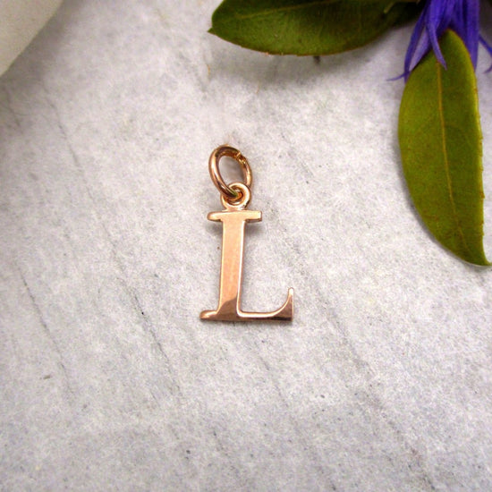 Capital Letter L Initial Charm in 14K Yellow, Rose or White Gold - Luxe Design Jewellery