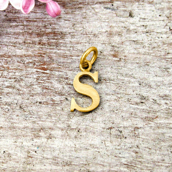 Capital Letter S Initial Charm in 14K Yellow, Rose or White Gold - Luxe Design Jewellery
