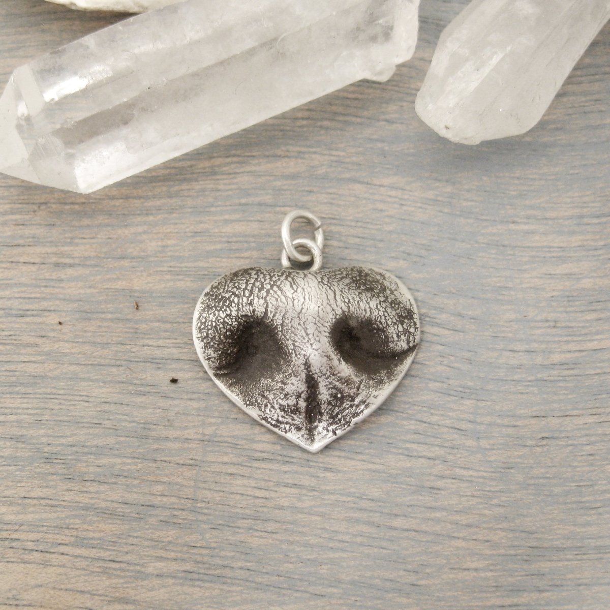Custom Dog Nose Impression Pendant in Sterling Silver - Heart Shape