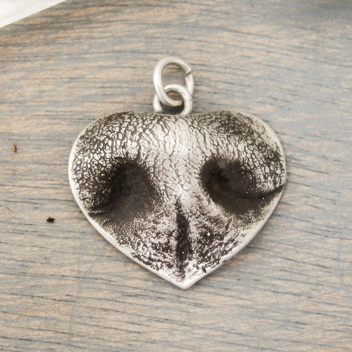 Custom Dog Nose Impression Pendant in Sterling Silver - Heart Shape
