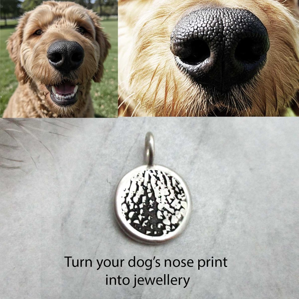 Dog Nose Texture Print Disc Necklace – Sterling Silver