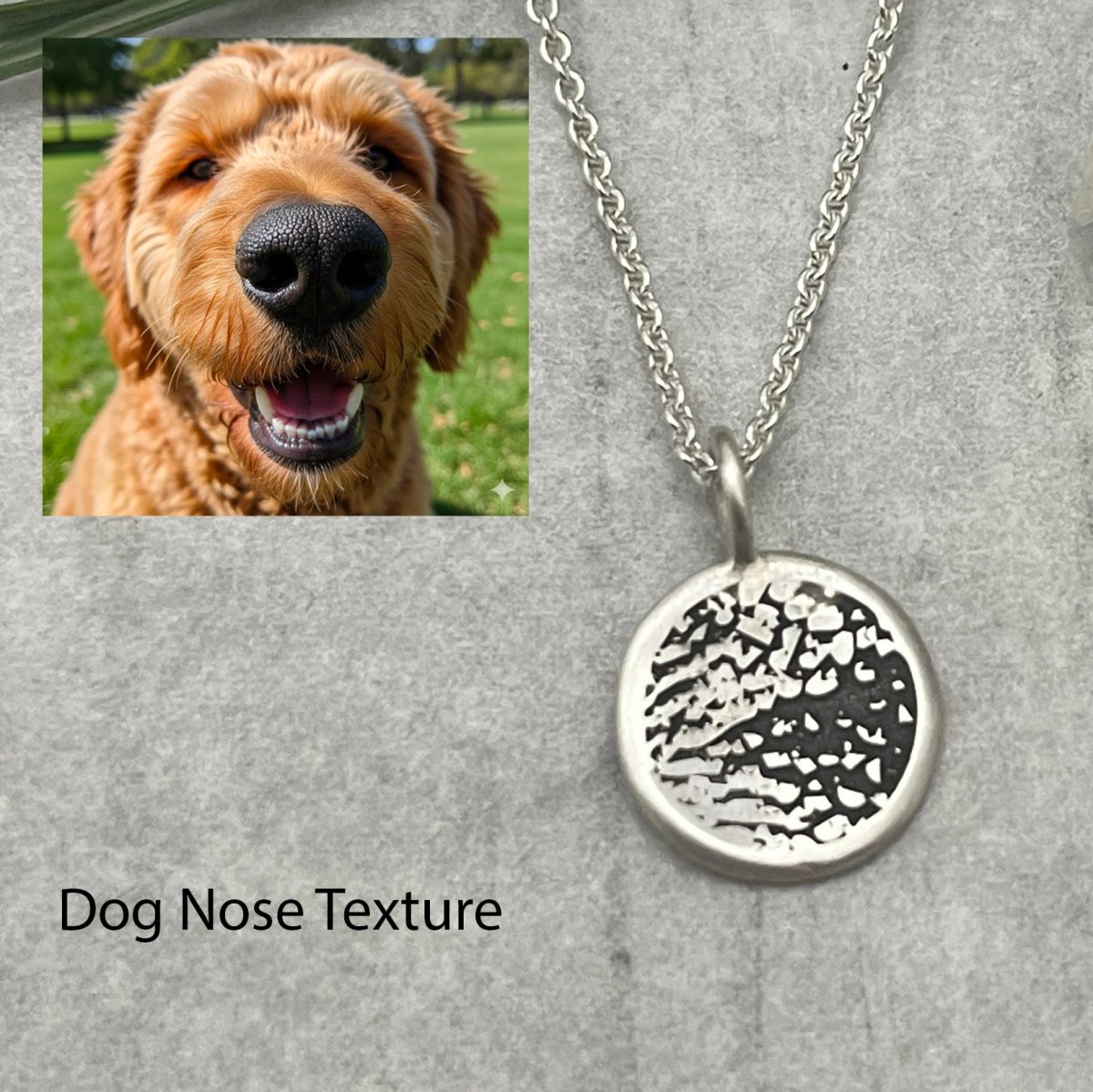 Dog Nose Texture Print Disc Necklace – Sterling Silver