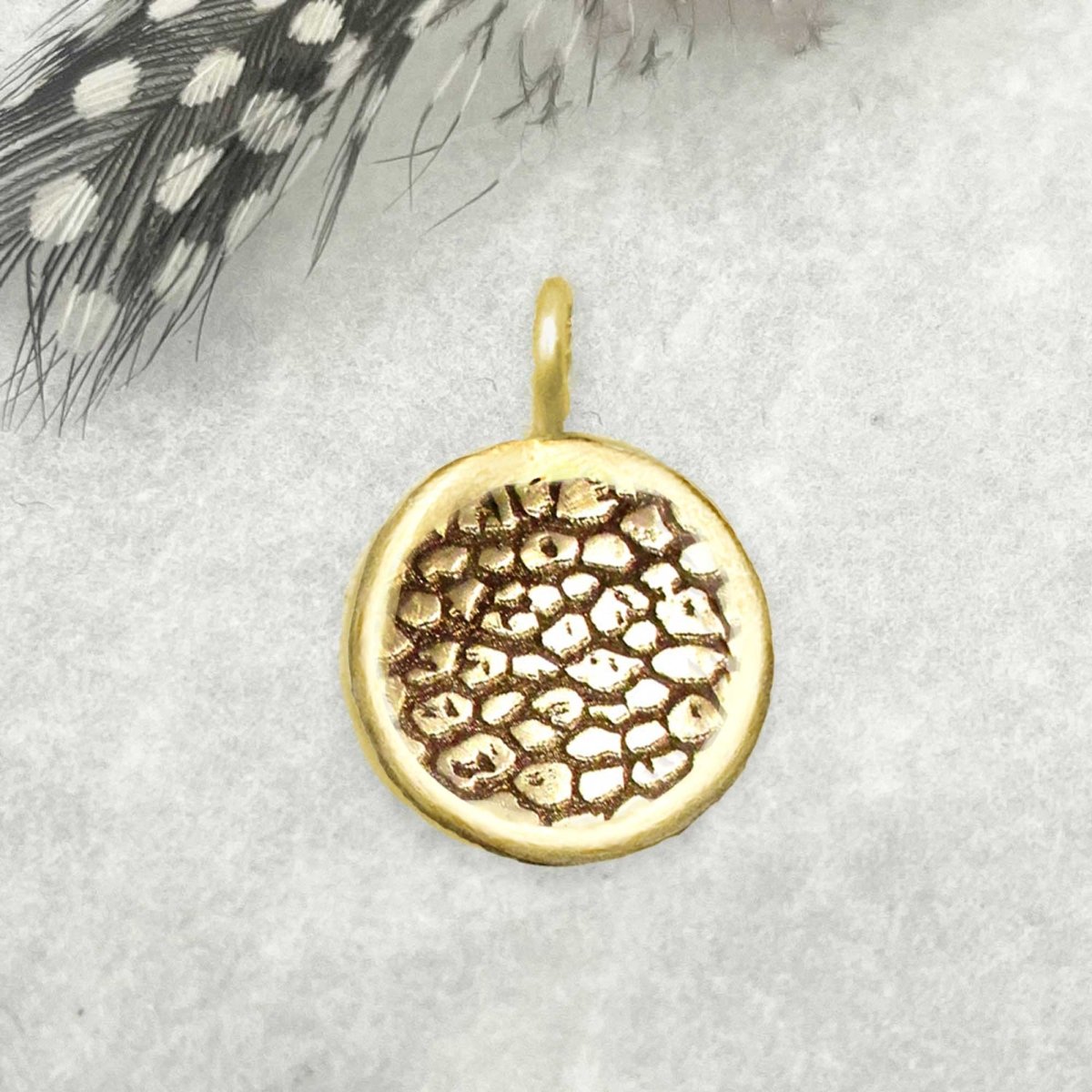 Dog Nose Texture Print Disc Pendant in Solid 14 Karat Gold