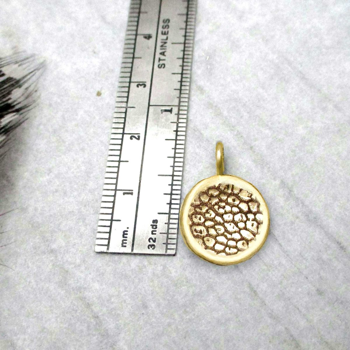 Dog Nose Texture Print Disc Pendant in Solid 14 Karat Gold