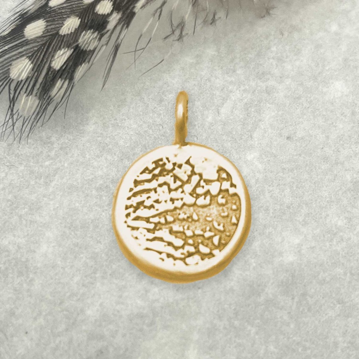 Dog Nose Texture Print Disc Pendant in Solid 14 Karat Gold