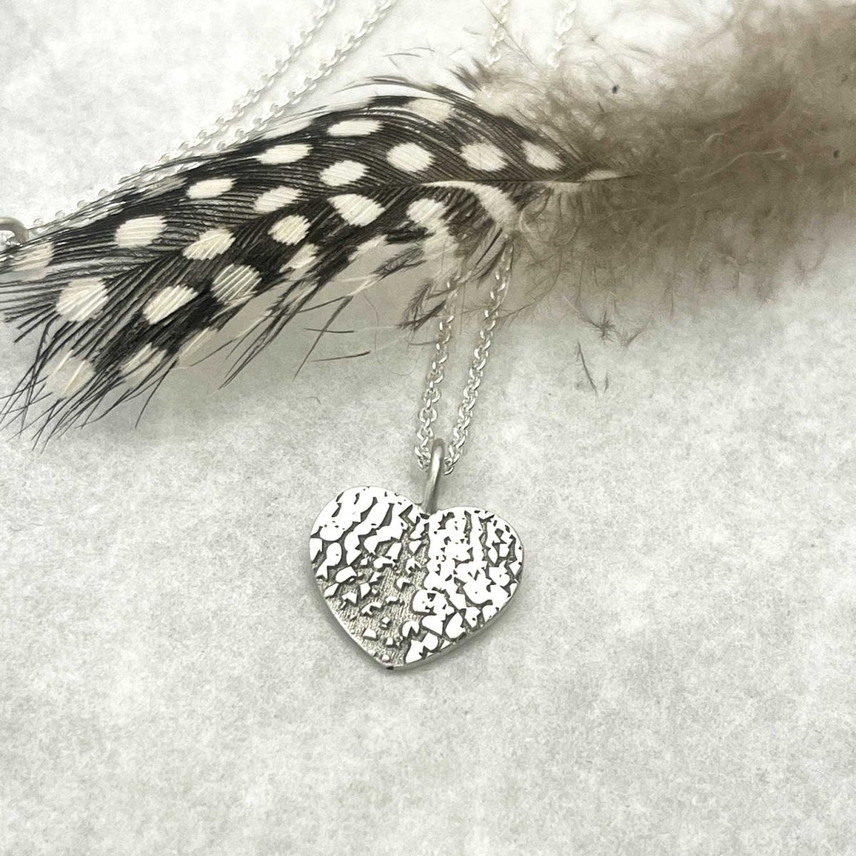 Dog Nose Texture Print Heart Necklace – Sterling Silver