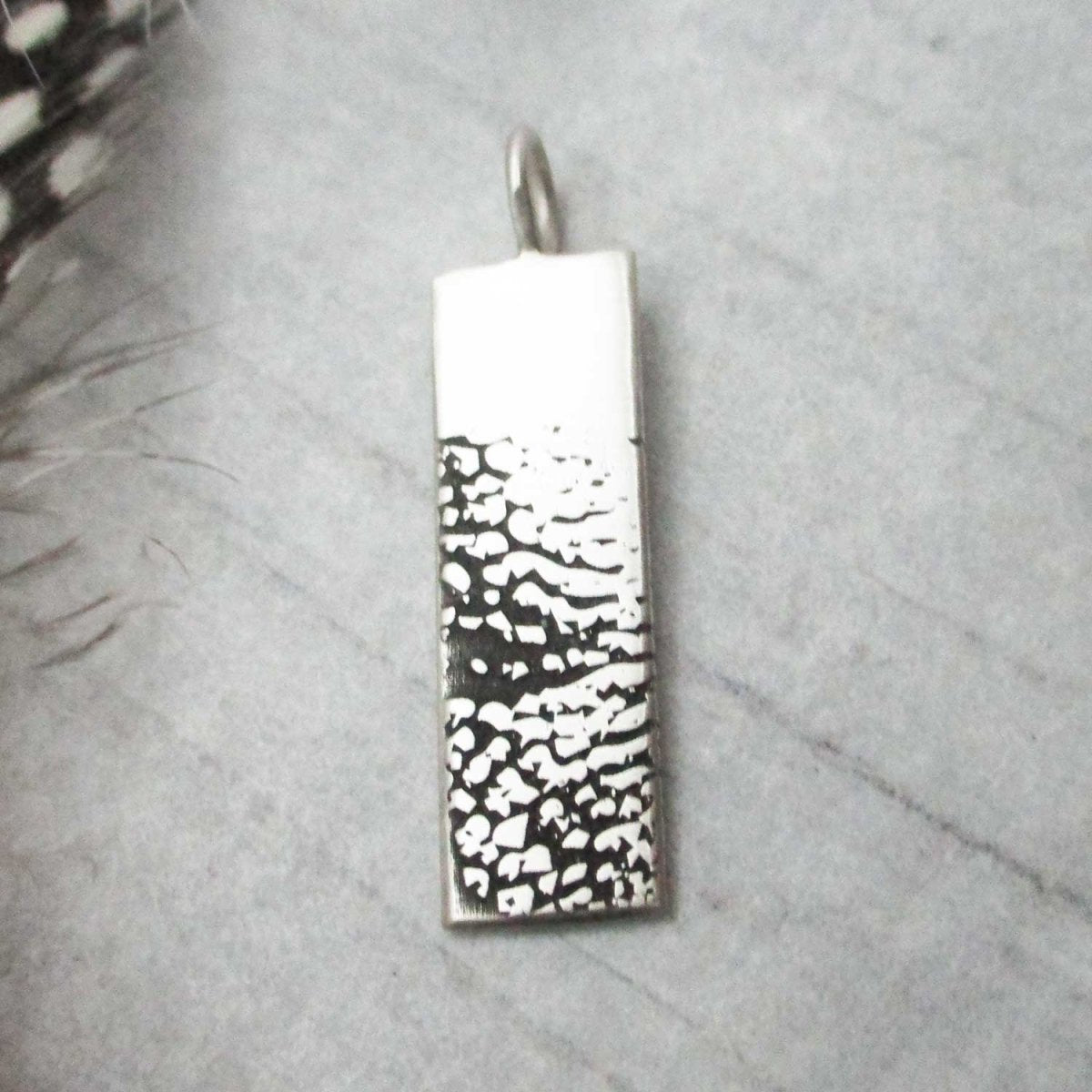 Dog Nose Texture Print Rectangle Necklace – Sterling Silver