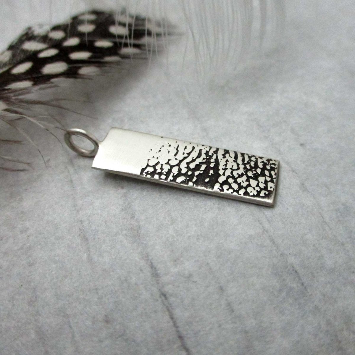 Dog Nose Texture Print Rectangle Necklace – Sterling Silver