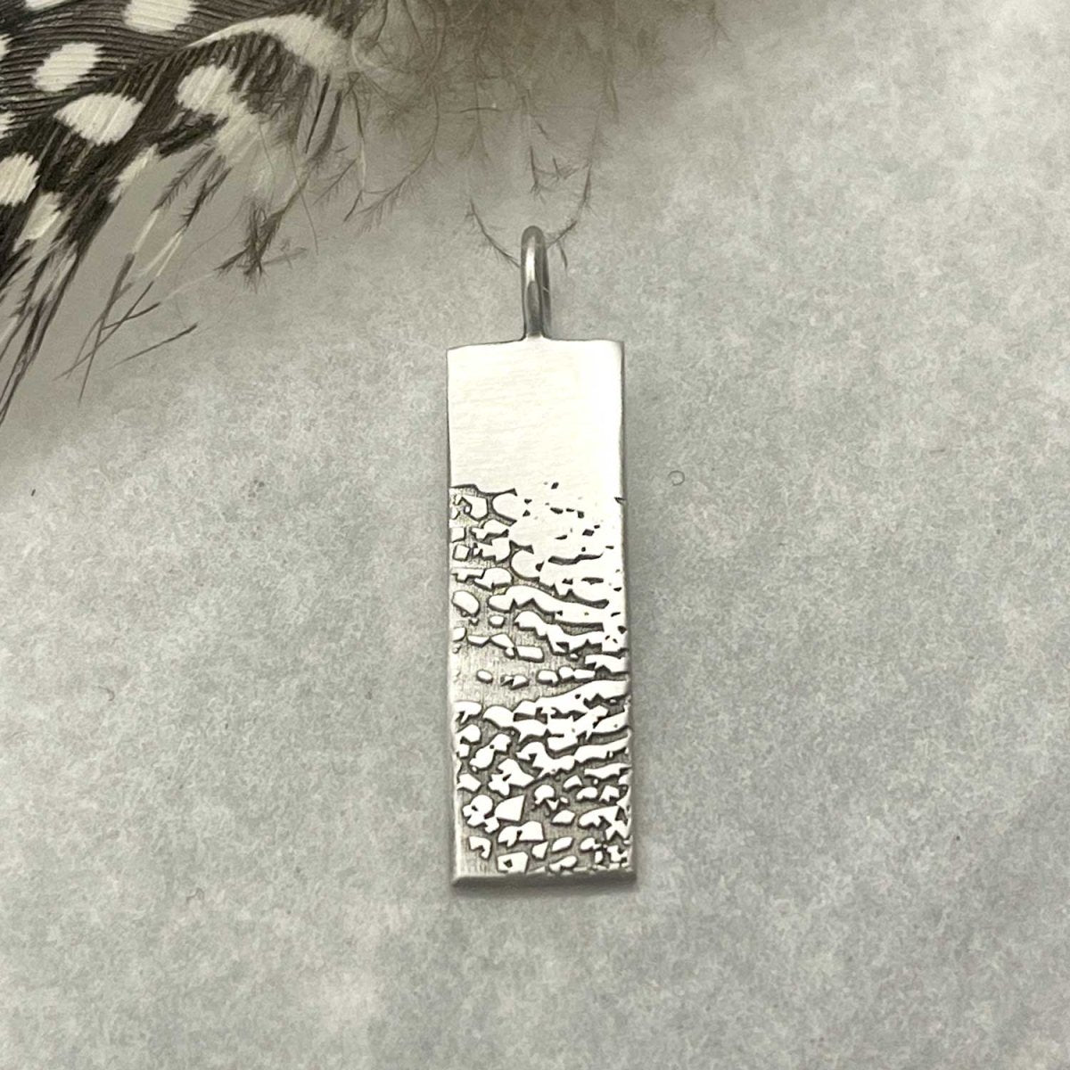 Dog Nose Texture Print Rectangle Necklace – Sterling Silver
